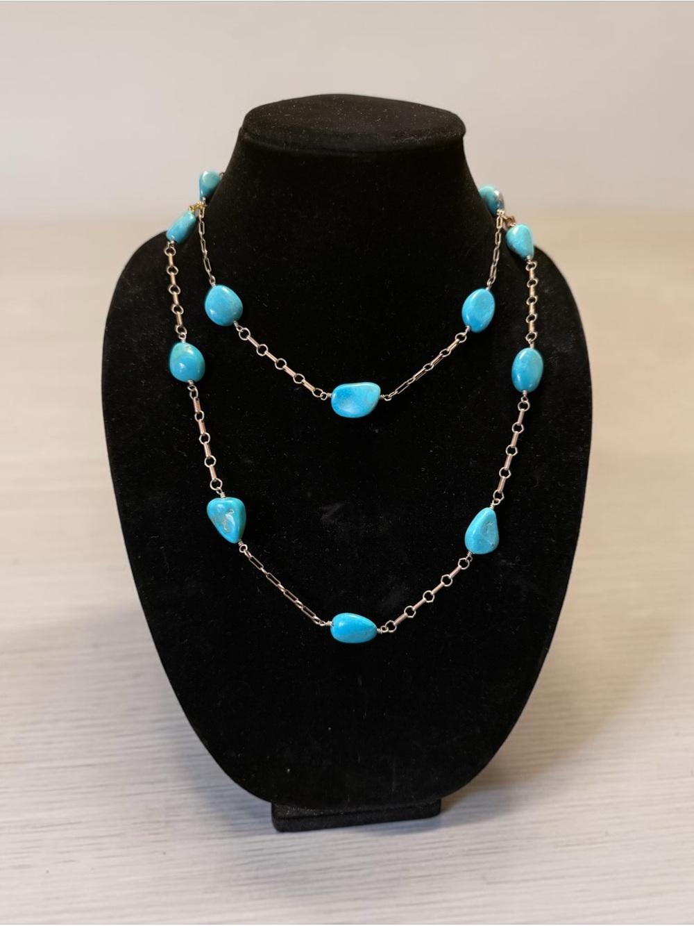 Vintage Turquoise Beaded Single or Double-Layer Necklace